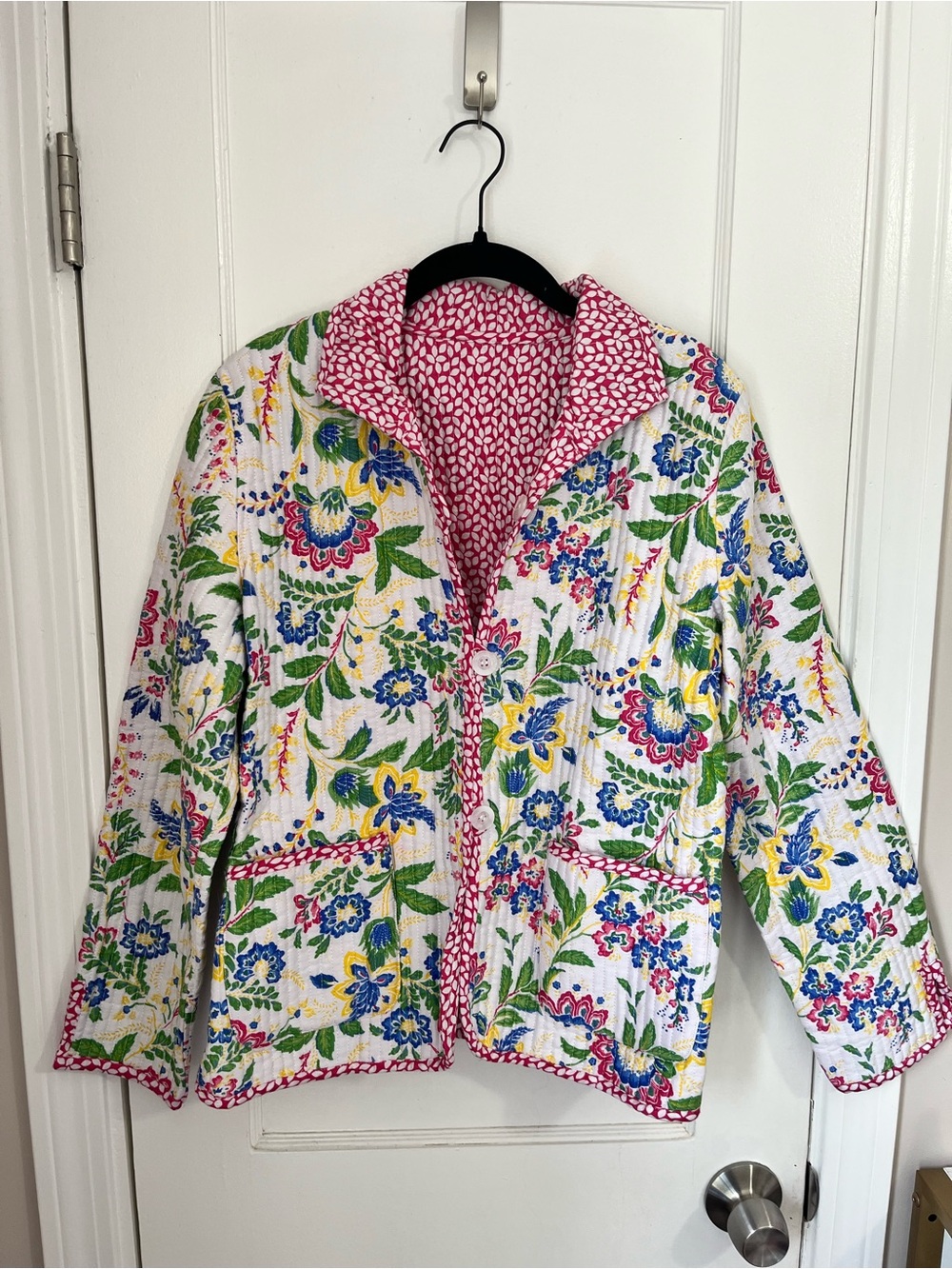 Floral Quilted Reversible-Trim Jacket